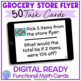 Address real world math problems with any grocery store flyer using task cards. A perfect money math center or tool for community based instruction scavenger hunts. Excellent alternative to worksheets for math.
