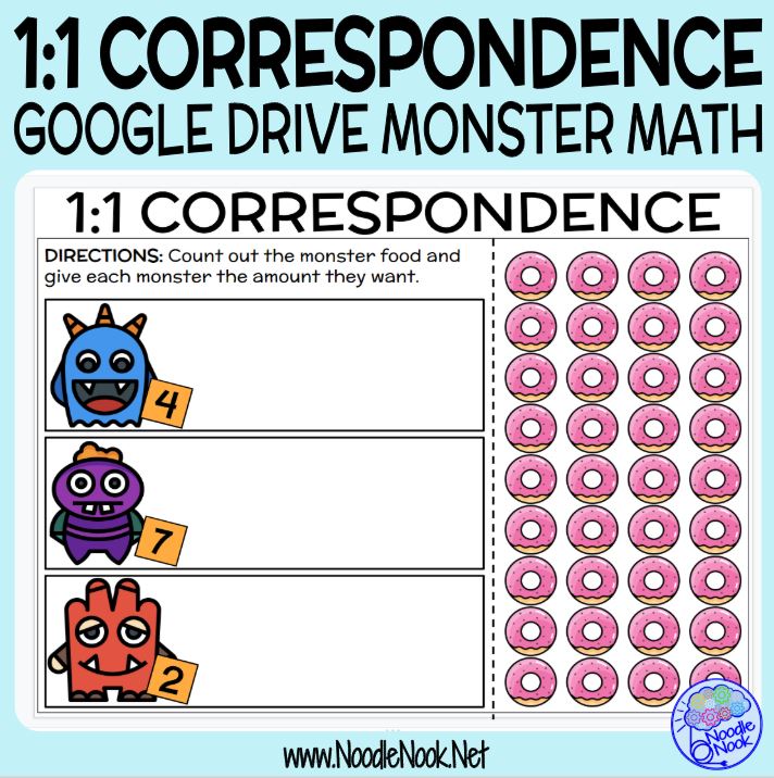 Monster Math Digital Drag and Drop Activity for 1:1 Correspondence (Di –  Nooked