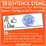 Sentence Stems with visual supports for students with Autism, SpEd