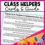Classroom Helpers - Student Jobs for a Class Chore Chart [Digital Download]