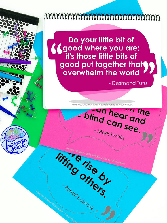 Introducing our printable kindness quote set for classroom teachers! This set features 28 carefully curated quotes from famous authors, historical figures, and thought leaders that promote kindness and empathy.