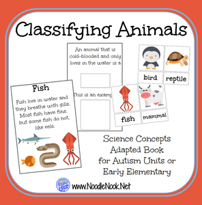 All About Animals- A Science Concept Adapted Book for Autism Units or Early Elementary