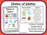 States of Matter- A Science Concept Adapted Book for Autism Units