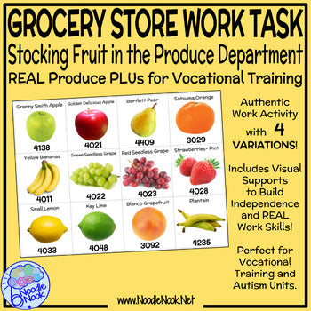 Grocery Store Work Task, fun learning vocational task or work station for special education students with Autism.