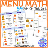 Menu Math Clip Cards: Real World Math