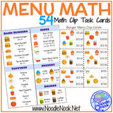 Menu Math Clip Cards: Real World Math