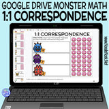 Monster Math Digital Drag and Drop Activity for 1:1 Correspondence (Digital Google Drive Access)