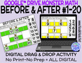 Monster Math Digital Drag and Drop Activity for Number Sequencing (Digital Google Drive Access)