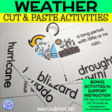 Weather CUT & PASTE Word Work and Word Wall for Adapted for SpEd (Digital Download)