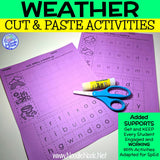 Weather CUT & PASTE Word Work and Word Wall for Adapted for SpEd (Digital Download)